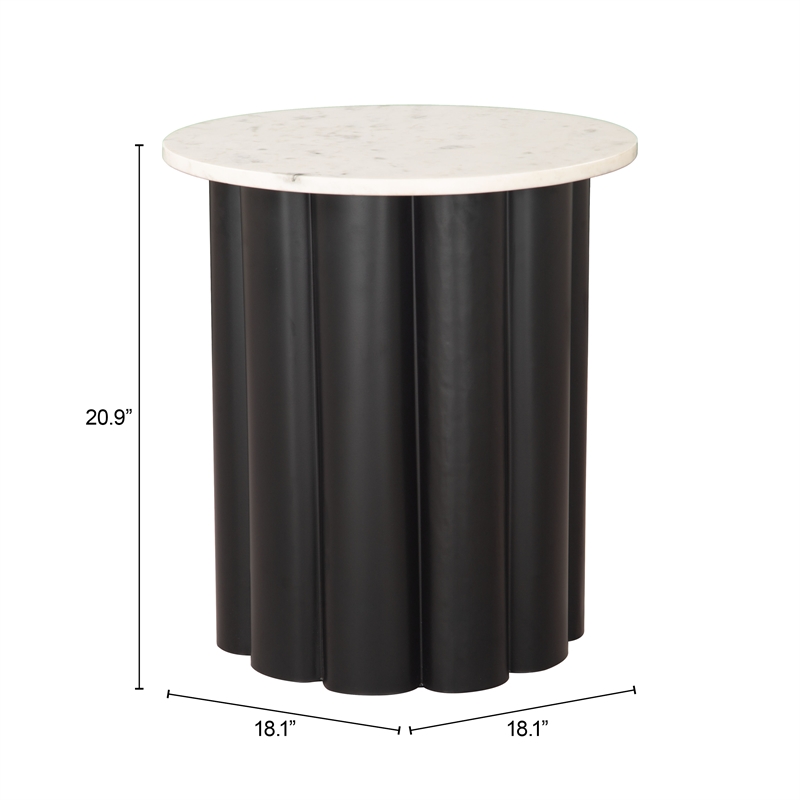 Pemberly Row Contemporary Engineered Wood Side Table White & Black