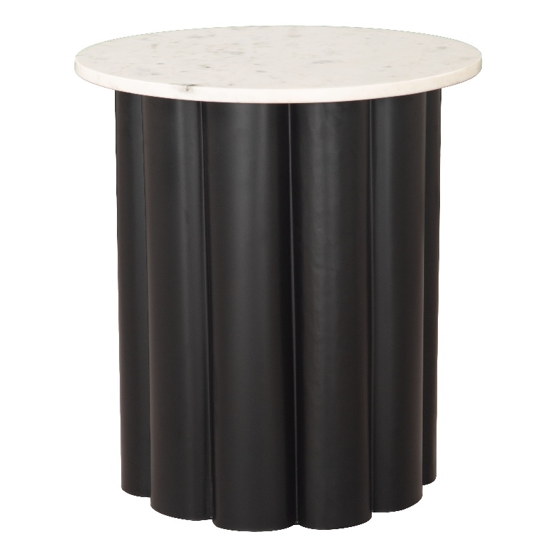 Pemberly Row Contemporary Engineered Wood Side Table White & Black