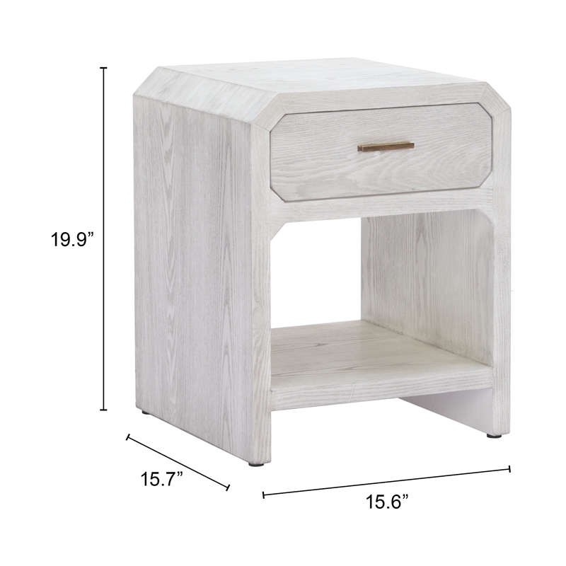 Pemberly Row Contemporary Engineered Wood Side Table Oak White