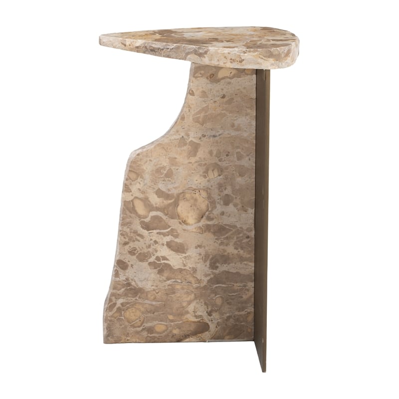 Pemberly Row Modern / Contemporary Marble Side Table Beige Finish