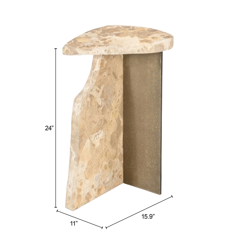 Pemberly Row Modern / Contemporary Marble Side Table Beige Finish