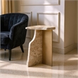 Pemberly Row Modern / Contemporary Marble Side Table Beige Finish
