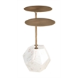 Pemberly Row Modern / Contemporary Marble Side Table Brass & White
