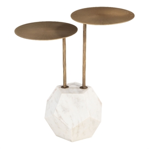 Pemberly Row Modern / Contemporary Marble Side Table Brass & White
