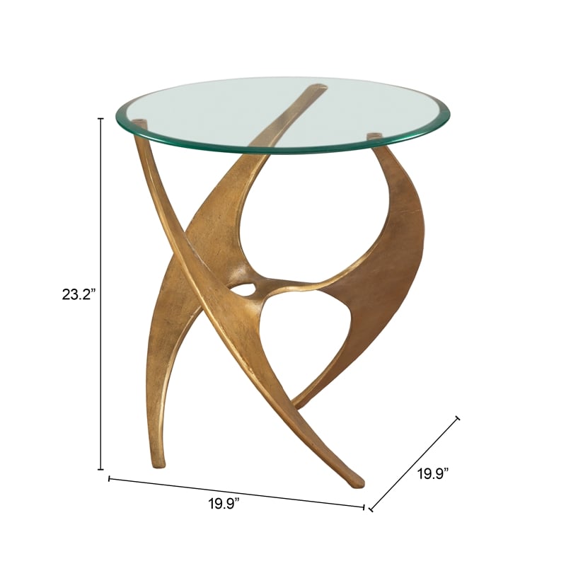Pemberly Row Modern / Contemporary Aluminum Side Table Gold Finish