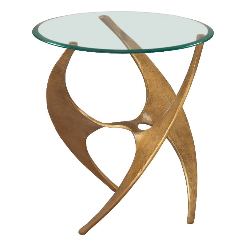 Pemberly Row Modern / Contemporary Aluminum Side Table Gold Finish