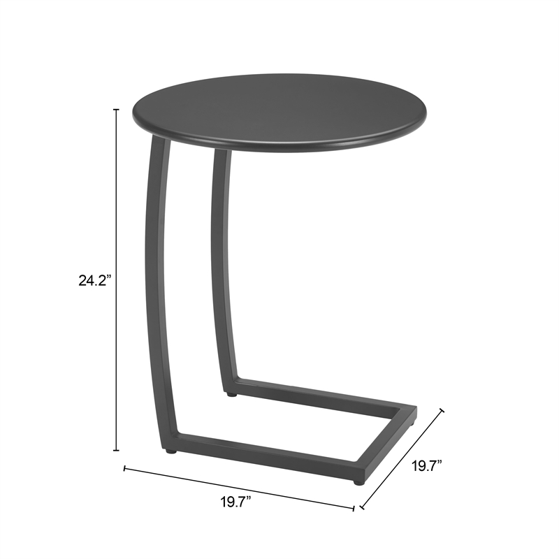 Pemberly Row Contemporary Assembled Aluminum End Table Black