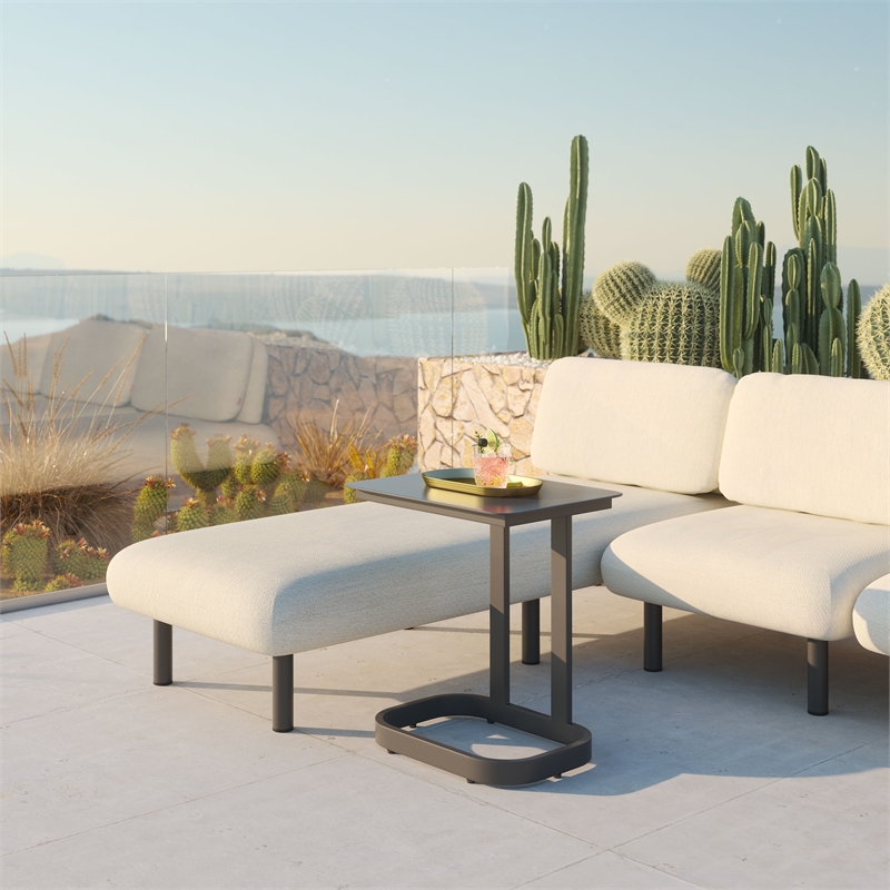 Pemberly Row Contemporary Assembled Aluminum End Table Black