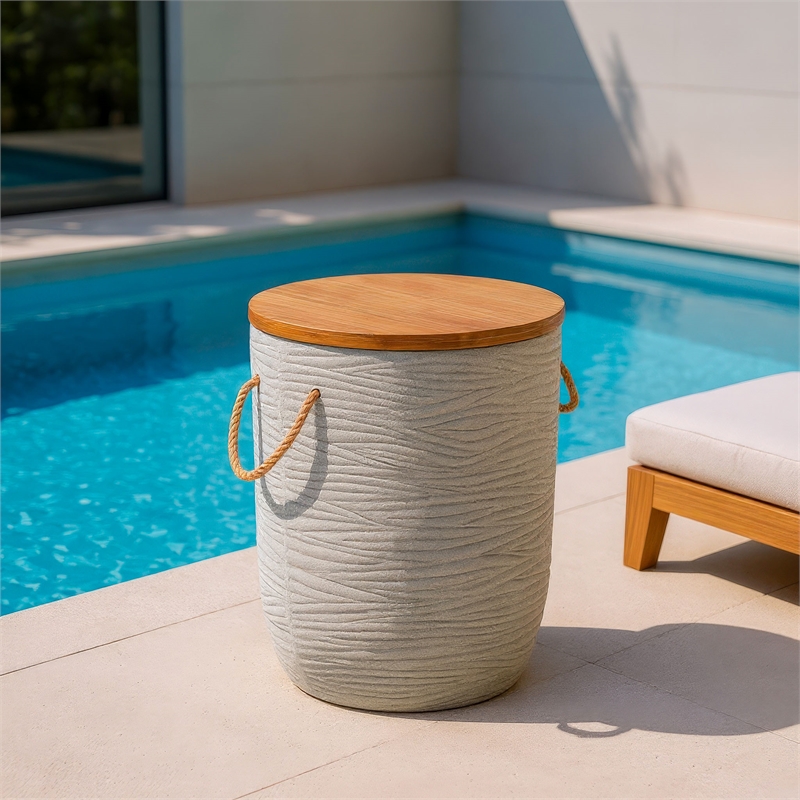 Pemberly Row Modern / Contemporary Stone Side Table Natural & Brown