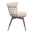Pemberly Row Contemporary Metal Swivel Dining Chair Beige & Brown