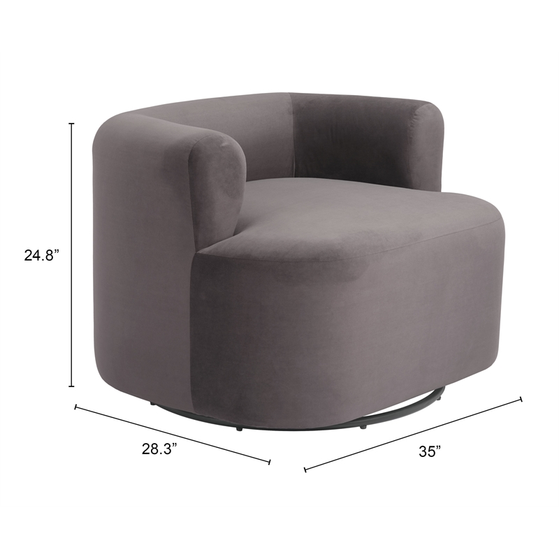 Pemberly Row Contemporary Assembled Engineered Wood Swivel Chair Gray