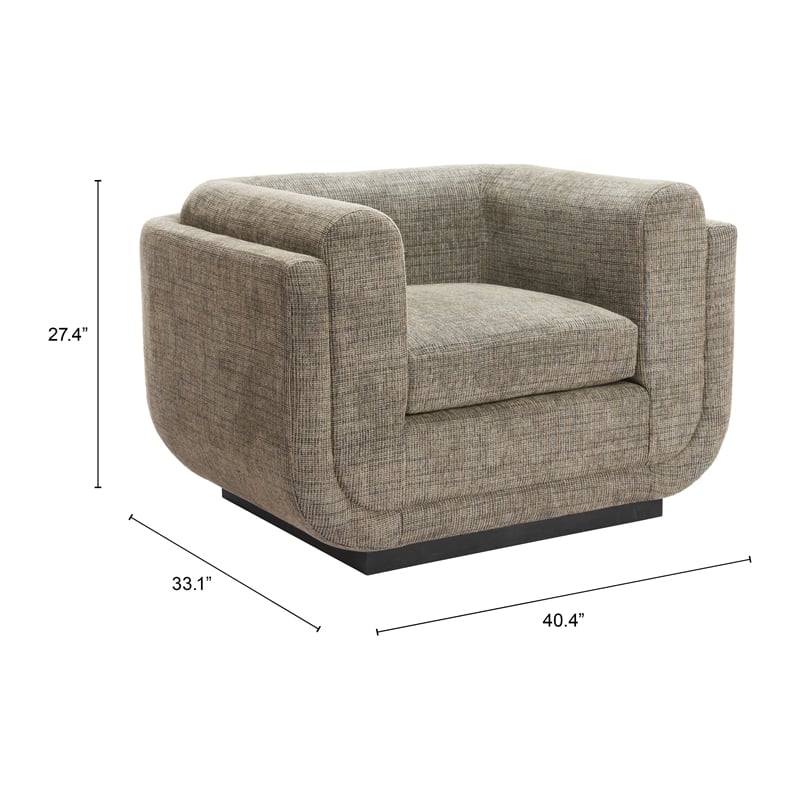 Pemberly Row Contemporary Engineered Wood Accent Chair Green Tweed