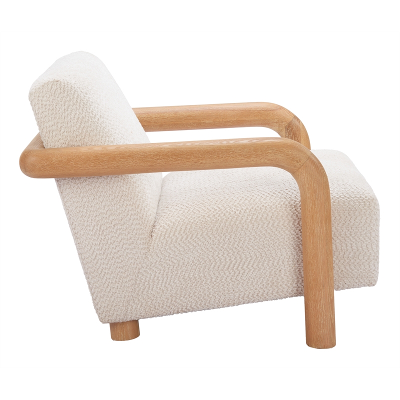 Pemberly Row Contemporary Engineered Wood Accent Chair Cotton White