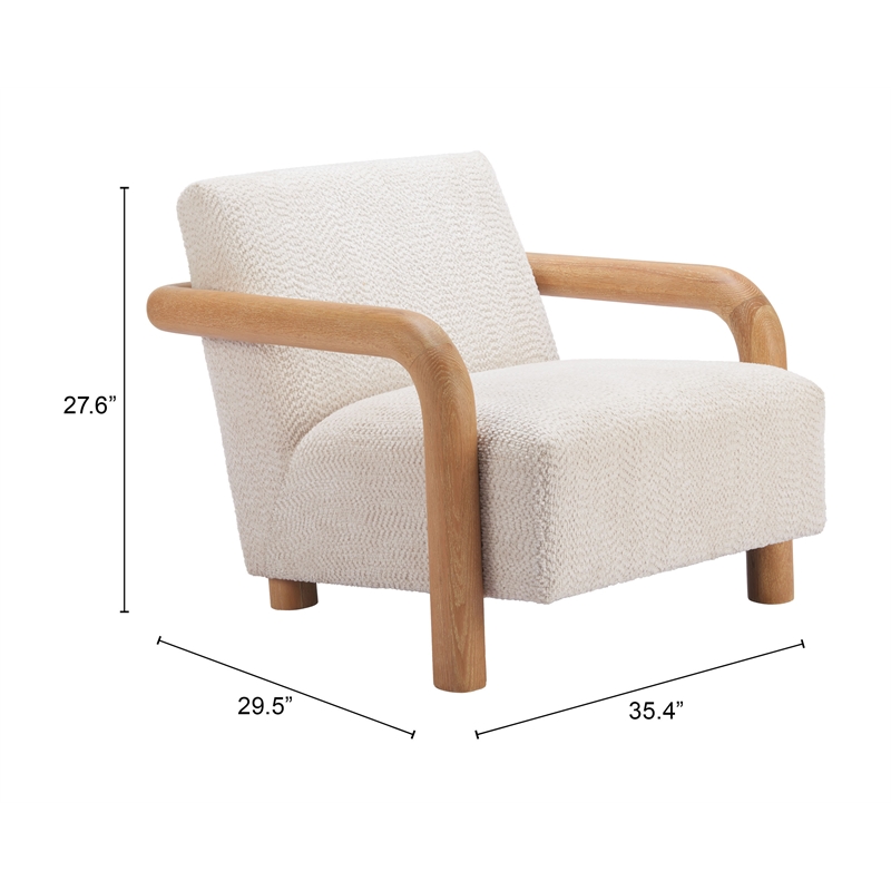 Pemberly Row Contemporary Engineered Wood Accent Chair Cotton White