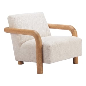 Pemberly Row Contemporary Engineered Wood Accent Chair Cotton White