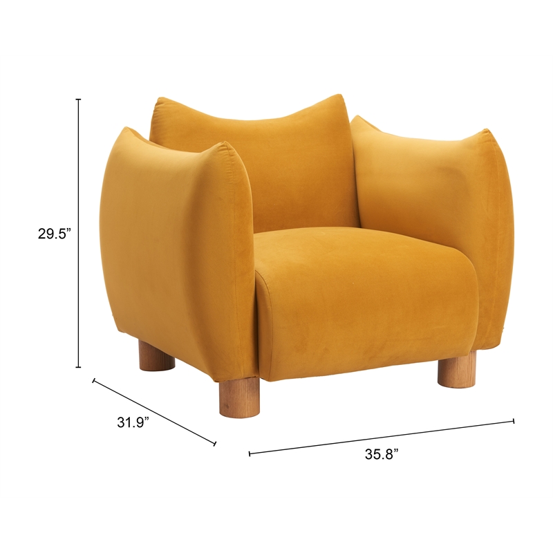 Pemberly Row Contemporary Engineered Wood Accent Chair Mustard