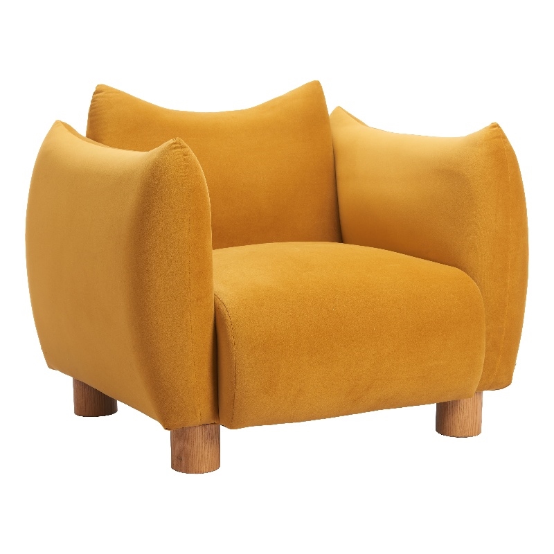 Pemberly Row Contemporary Engineered Wood Accent Chair Mustard