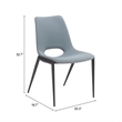 Pemberly Row Contemporary Armless Black Armless Dining Chair Azure Gray