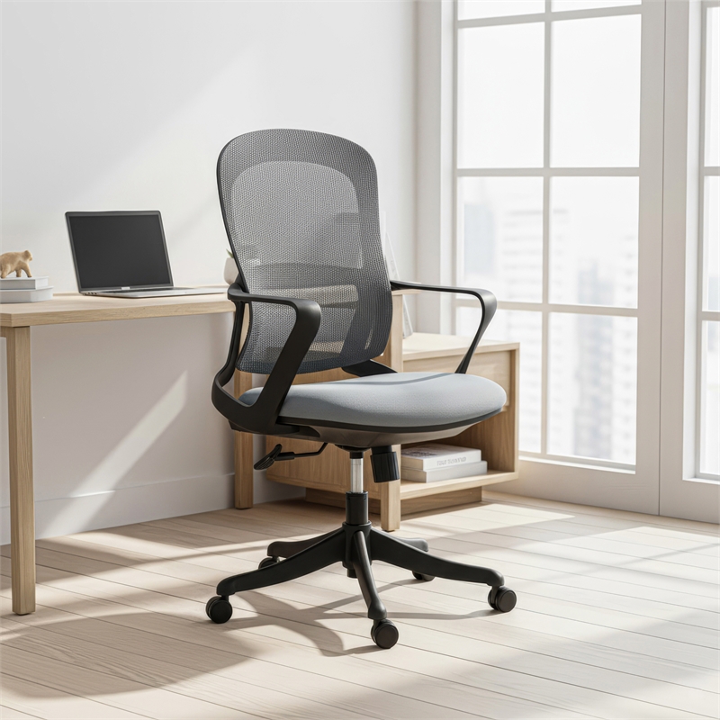 Pemberly Row Modern / Contemporary Metal Office Chair Gray Finish
