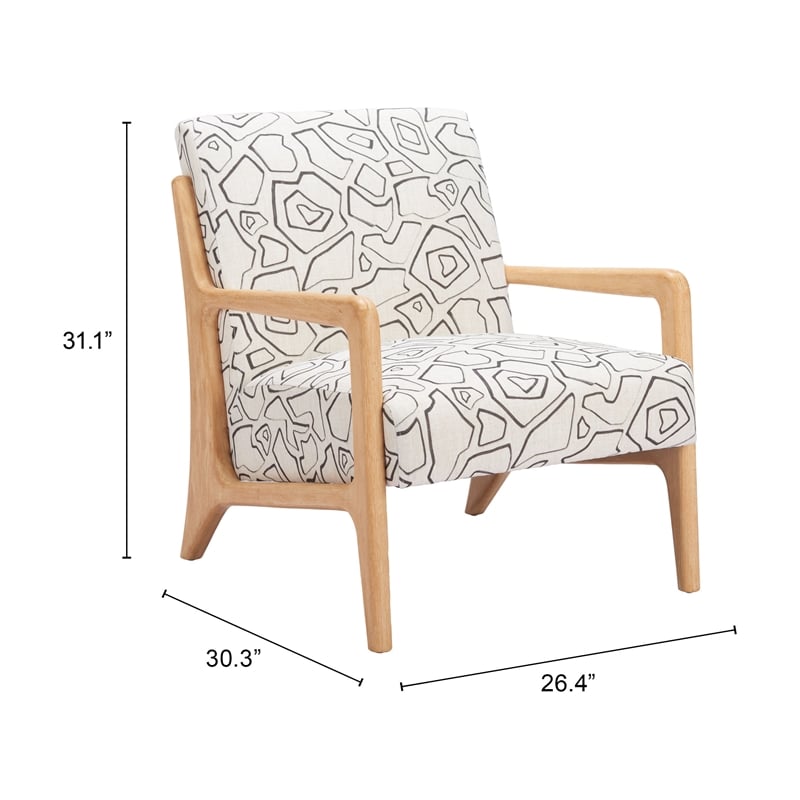 Pemberly Row Contemporary Engineered Wood Accent Chair Beige & Natural