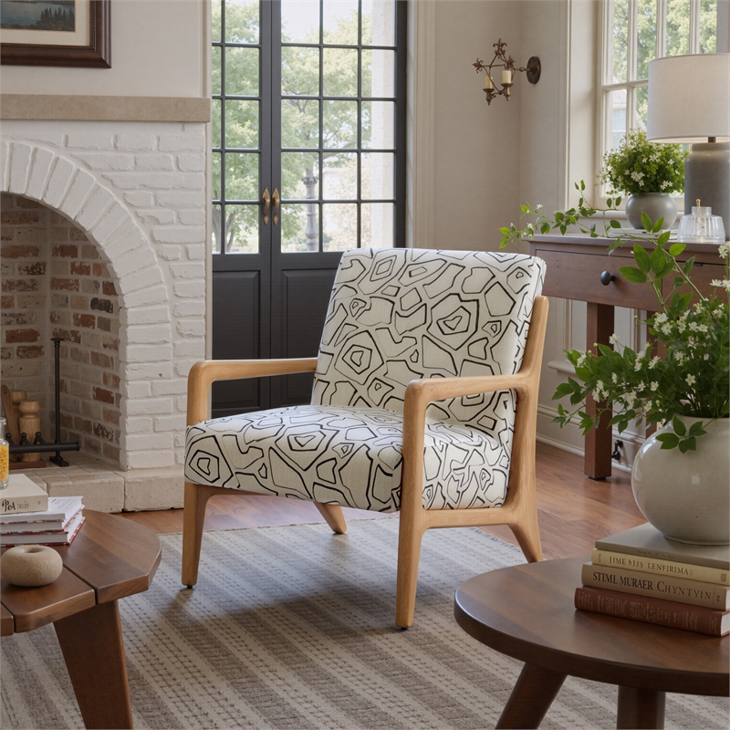 Pemberly Row Contemporary Engineered Wood Accent Chair Beige & Natural