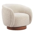 Pemberly Row Contemporary Engineered Wood Swivel Chair Beige