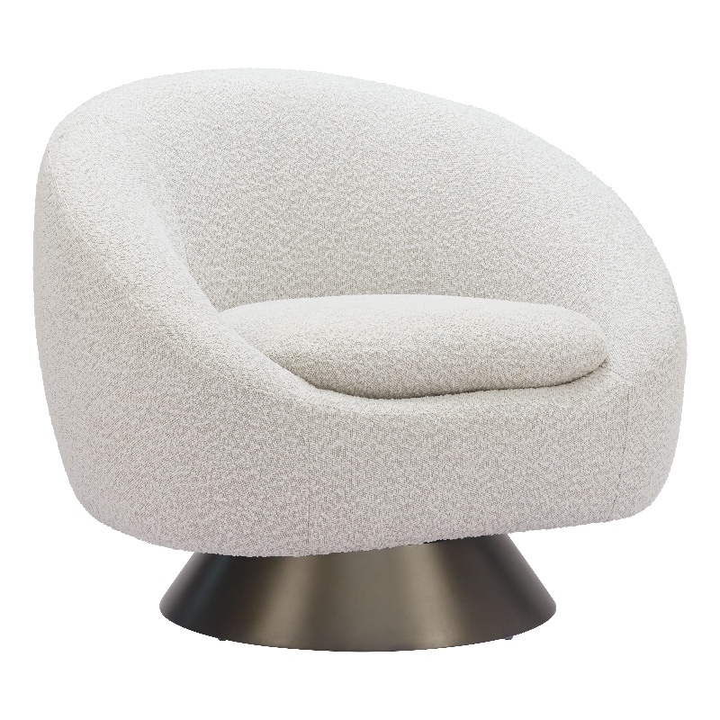 Pemberly Row Contemporary Engineered Wood Swivel Chair Misty Gray