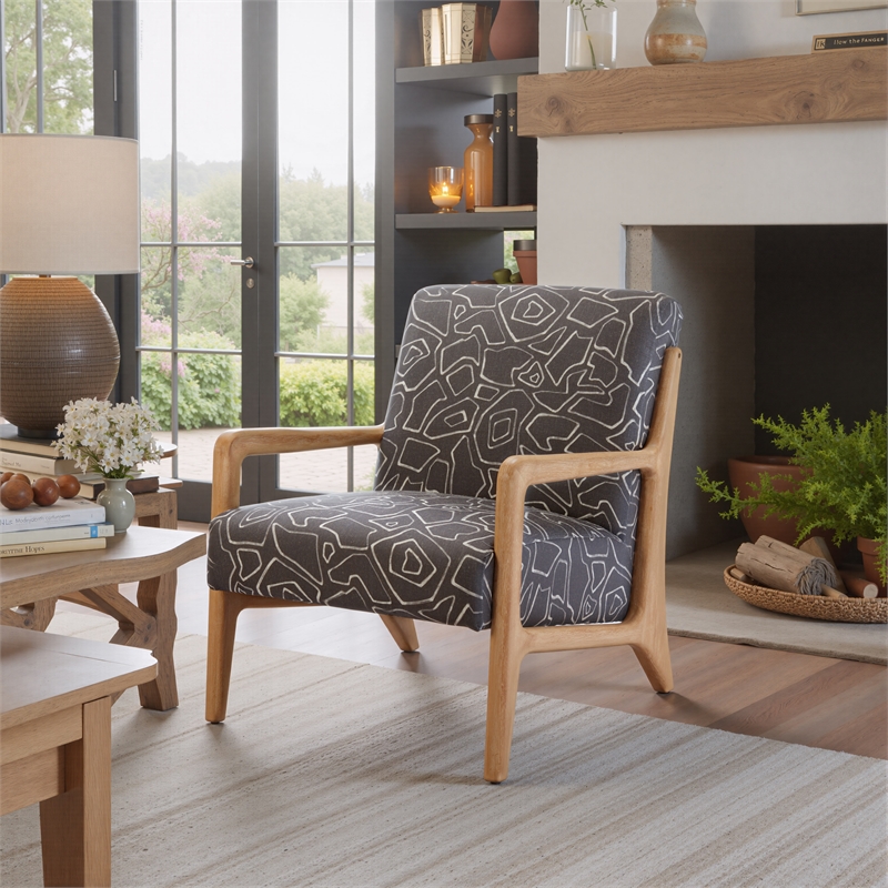 Pemberly Row Contemporary Engineered Wood Accent Chair Gray & Natural