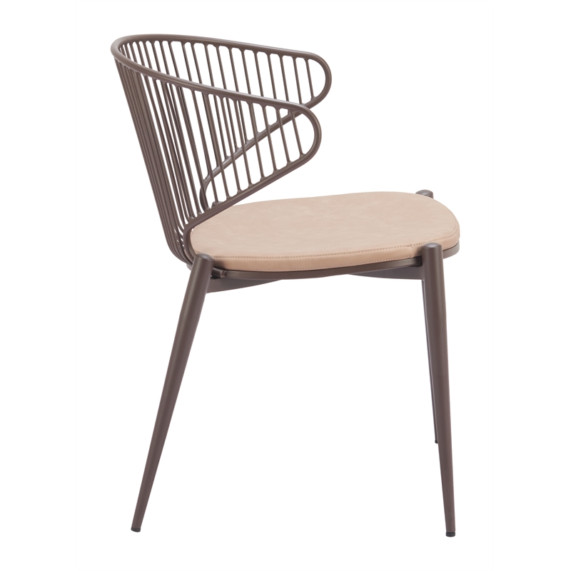 Pemberly Row Contemporary Assembled Metal Dining Chair Taupe & Brown