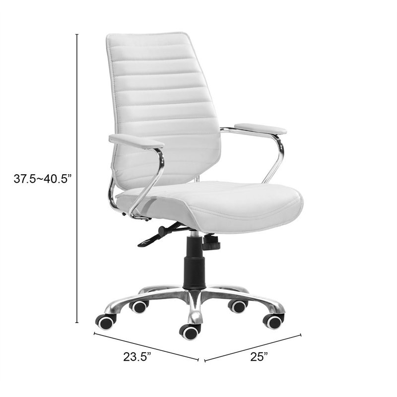 Pemberly Row Contemporary Office Low Back Office Chair White