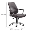 Pemberly Row Contemporary Office Low Back Office Chair Espresso