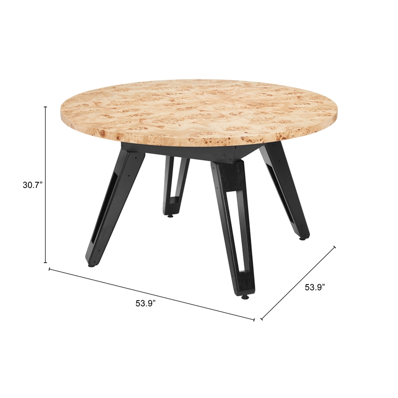 Pemberly Row Contemporary Engineered Wood Burl 2 in 1 Table Natural