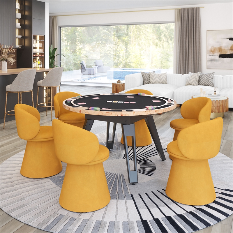 Pemberly Row Contemporary Engineered Wood Burl 2 in 1 Table Natural
