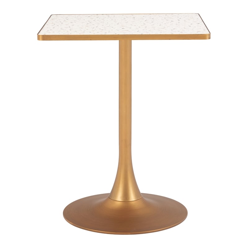 Pemberly Row Modern / Contemporary Metal Bistro Table Beige & Gold