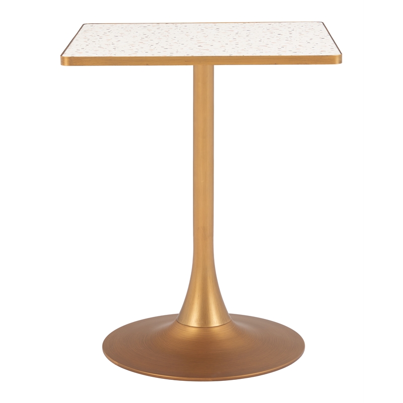 Pemberly Row Modern / Contemporary Metal Bistro Table Beige & Gold
