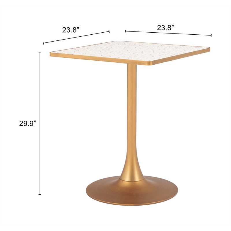 Pemberly Row Modern / Contemporary Metal Bistro Table Beige & Gold
