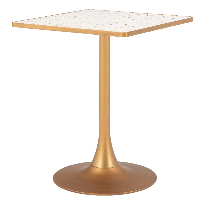 Pemberly Row Modern / Contemporary Metal Bistro Table Beige & Gold