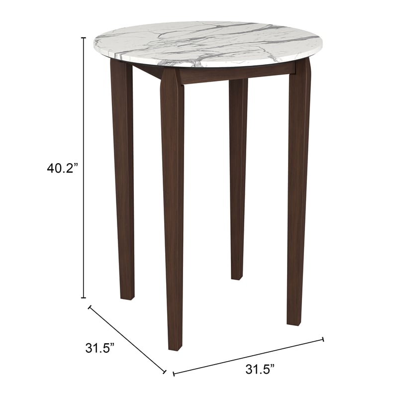 Pemberly Row Modern / Contemporary Wood Bar Table White Finish
