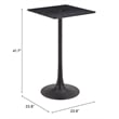 Pemberly Row Modern / Contemporary Metal Bar Table Black Finish