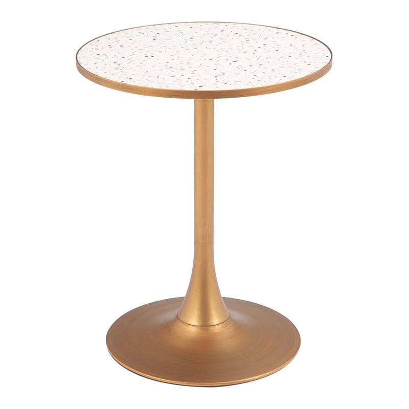Pemberly Row Modern / Contemporary Metal Bistro Table Beige & Gold