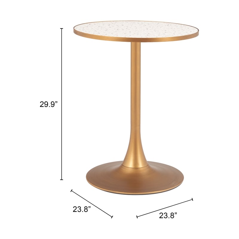 Pemberly Row Modern / Contemporary Metal Bistro Table Beige & Gold