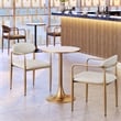 Pemberly Row Modern / Contemporary Metal Bistro Table Beige & Gold