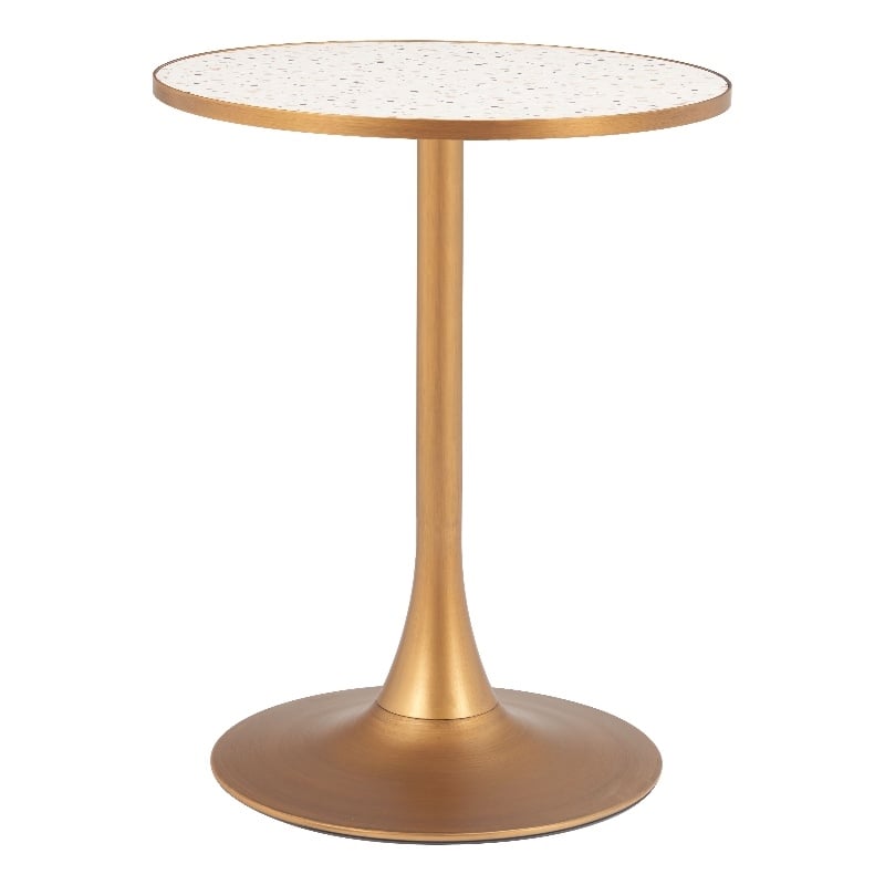 Pemberly Row Modern / Contemporary Metal Bistro Table Beige & Gold