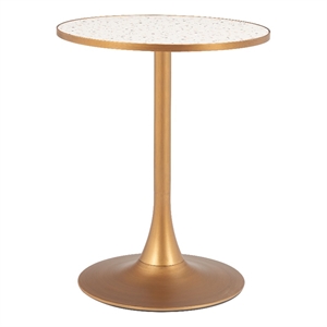 Pemberly Row Modern / Contemporary Metal Bistro Table Beige & Gold