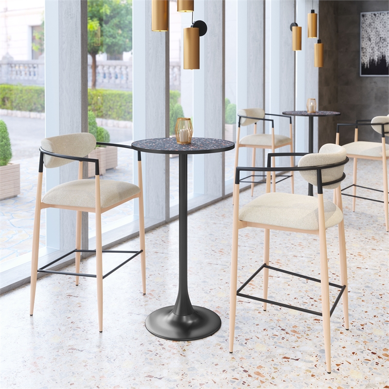 Pemberly Row Modern / Contemporary Metal Bar Table Black & Bronze