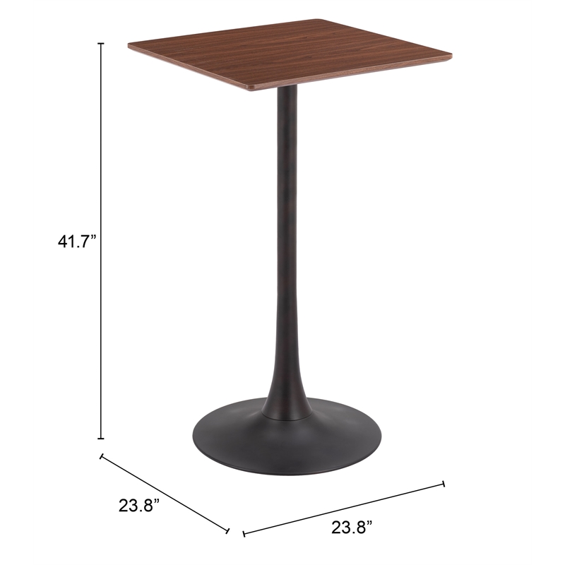Pemberly Row Modern / Contemporary Metal Bar Table Brown Finish