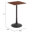 Pemberly Row Modern / Contemporary Metal Bar Table Brown Finish