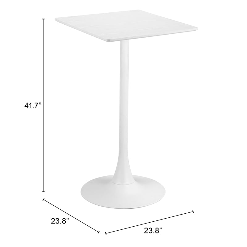 Pemberly Row Modern / Contemporary Metal Bar Table White Finish