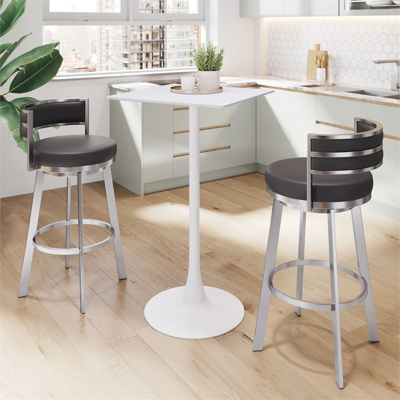 Pemberly Row Modern / Contemporary Metal Bar Table White Finish