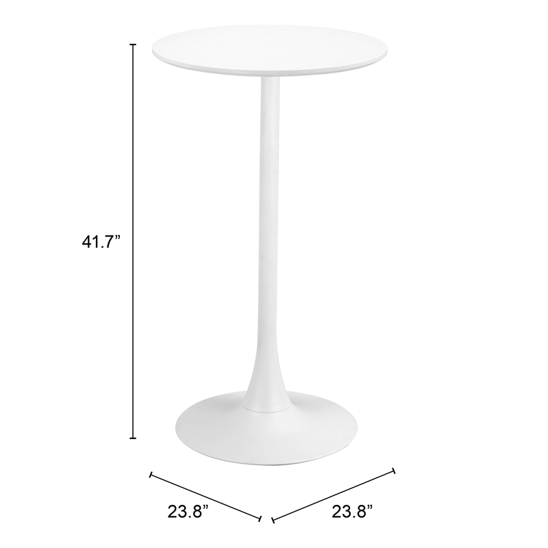 Pemberly Row Modern / Contemporary Metal Bar Table White Finish